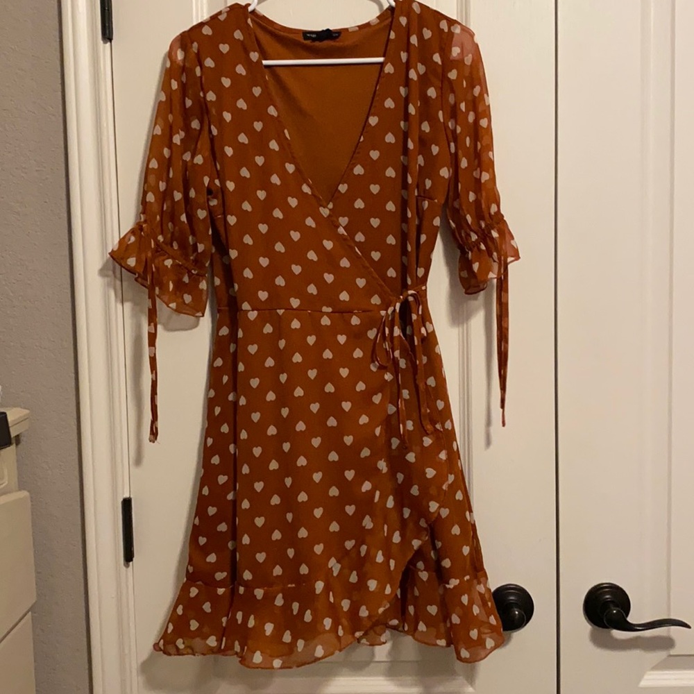 Orange Heart Wrap Dress